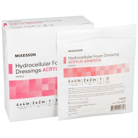 Mckesson Acrylic Adhesive with Border Foam Dressing, 4 x 4 Inch, 100PK 16-4671